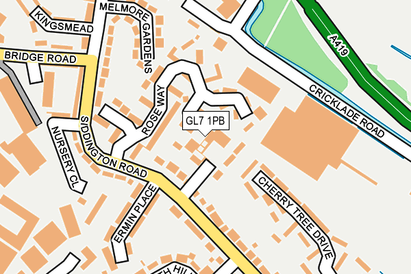 GL7 1PB map - OS OpenMap – Local (Ordnance Survey)