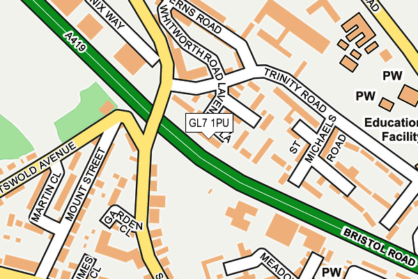 GL7 1PU map - OS OpenMap – Local (Ordnance Survey)