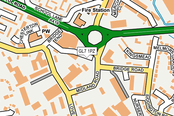 GL7 1PZ map - OS OpenMap – Local (Ordnance Survey)