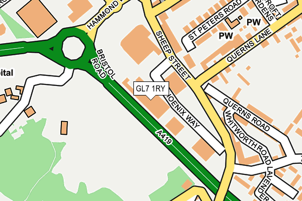 GL7 1RY map - OS OpenMap – Local (Ordnance Survey)