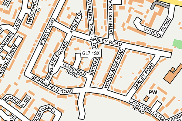 GL7 1SX map - OS OpenMap – Local (Ordnance Survey)