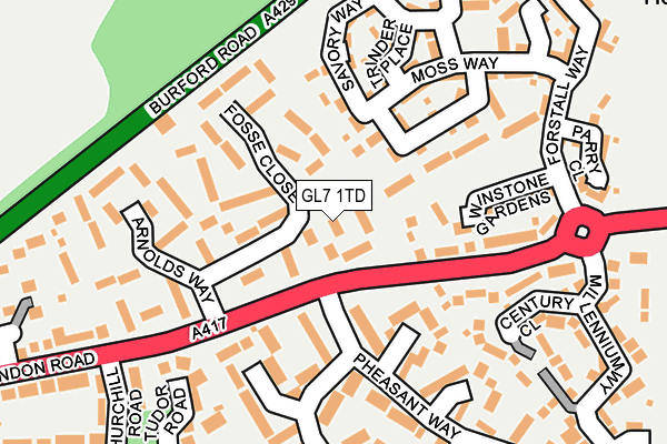 GL7 1TD map - OS OpenMap – Local (Ordnance Survey)