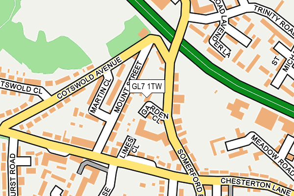 GL7 1TW map - OS OpenMap – Local (Ordnance Survey)