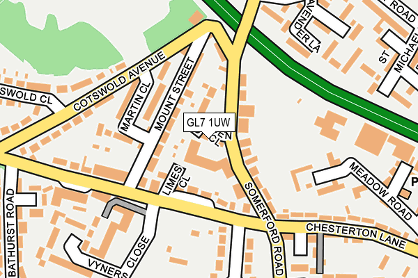 GL7 1UW map - OS OpenMap – Local (Ordnance Survey)