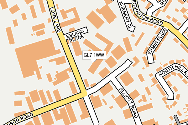GL7 1WW map - OS OpenMap – Local (Ordnance Survey)