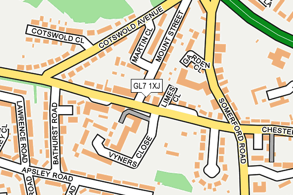 GL7 1XJ map - OS OpenMap – Local (Ordnance Survey)