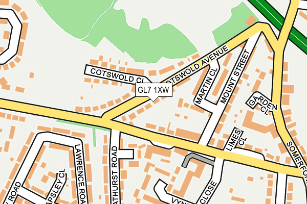 GL7 1XW map - OS OpenMap – Local (Ordnance Survey)