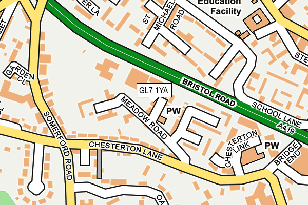 GL7 1YA map - OS OpenMap – Local (Ordnance Survey)