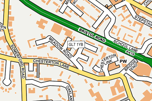 GL7 1YB map - OS OpenMap – Local (Ordnance Survey)