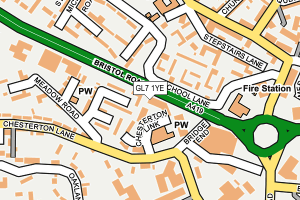 GL7 1YE map - OS OpenMap – Local (Ordnance Survey)