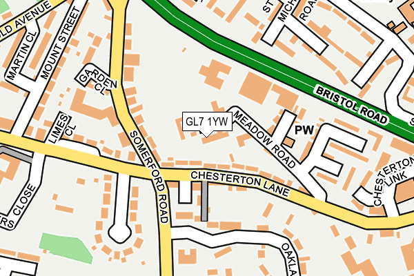 GL7 1YW map - OS OpenMap – Local (Ordnance Survey)