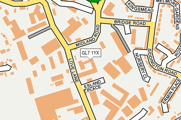 GL7 1YX map - OS OpenMap – Local (Ordnance Survey)