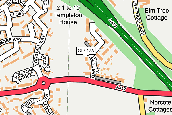 GL7 1ZA map - OS OpenMap – Local (Ordnance Survey)