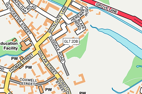 GL7 2DB map - OS OpenMap – Local (Ordnance Survey)