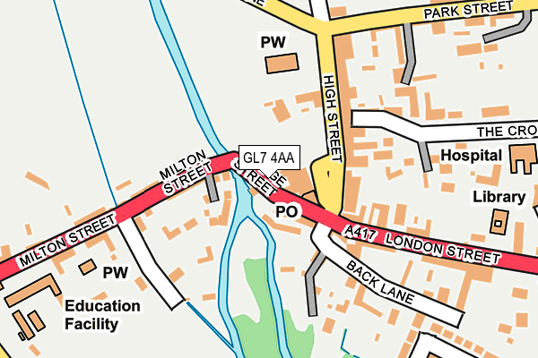 GL7 4AA map - OS OpenMap – Local (Ordnance Survey)