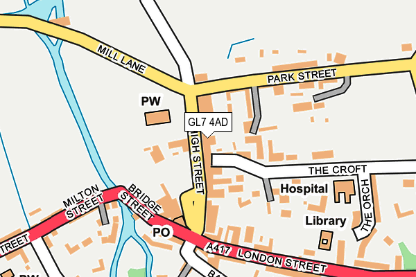 GL7 4AD map - OS OpenMap – Local (Ordnance Survey)