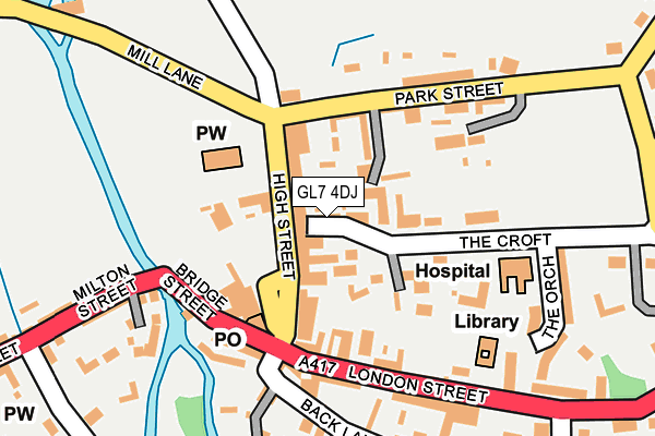 GL7 4DJ map - OS OpenMap – Local (Ordnance Survey)