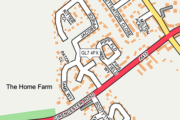 GL7 4FX map - OS OpenMap – Local (Ordnance Survey)