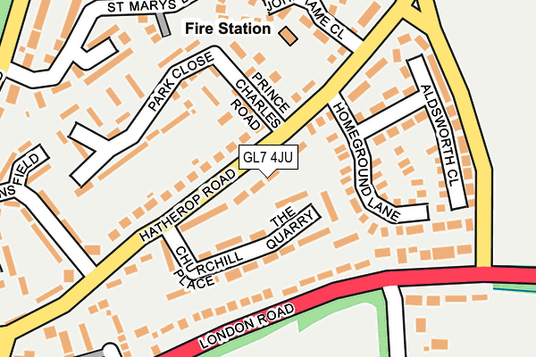 GL7 4JU map - OS OpenMap – Local (Ordnance Survey)