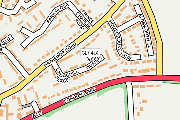 GL7 4JX map - OS OpenMap – Local (Ordnance Survey)