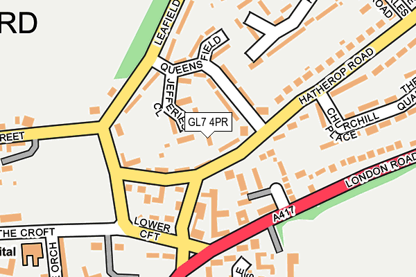 GL7 4PR map - OS OpenMap – Local (Ordnance Survey)