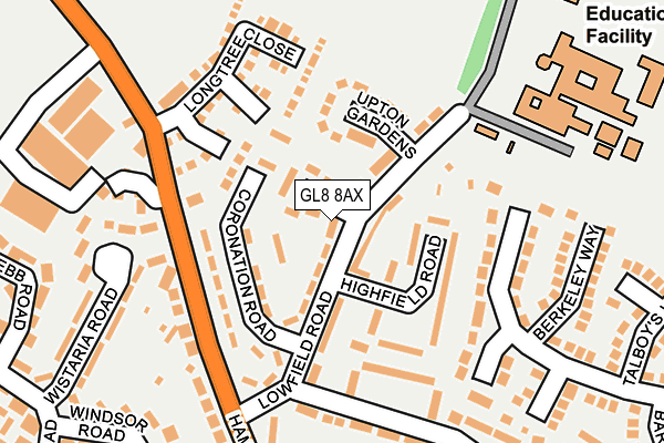 GL8 8AX map - OS OpenMap – Local (Ordnance Survey)