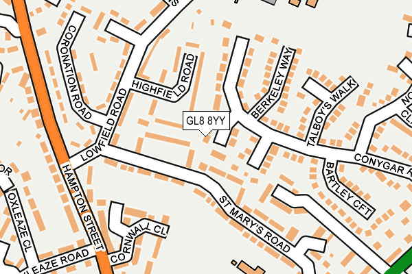GL8 8YY map - OS OpenMap – Local (Ordnance Survey)