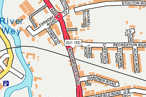 GU1 1ED map - OS OpenMap – Local (Ordnance Survey)