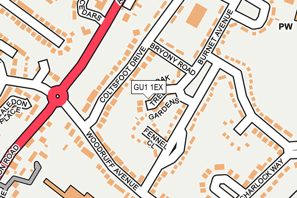 GU1 1EX map - OS OpenMap – Local (Ordnance Survey)