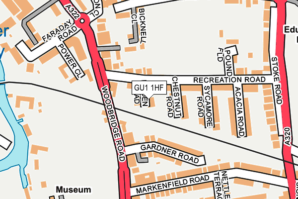 GU1 1HF map - OS OpenMap – Local (Ordnance Survey)