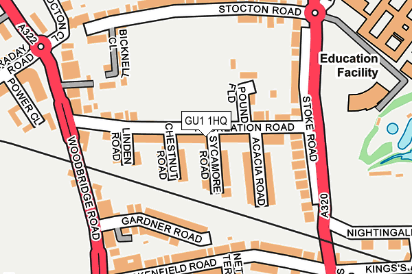 GU1 1HQ map - OS OpenMap – Local (Ordnance Survey)