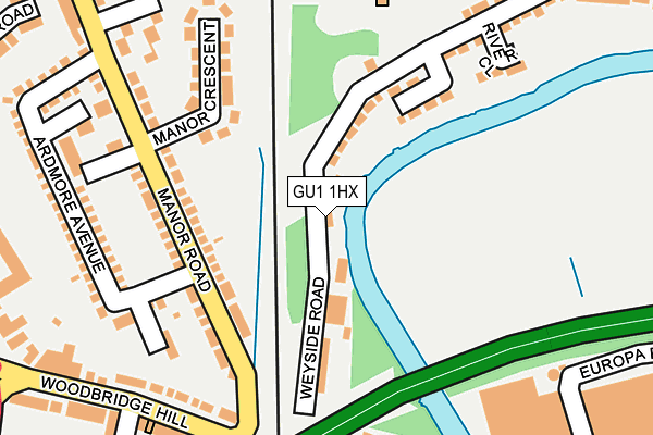 GU1 1HX map - OS OpenMap – Local (Ordnance Survey)