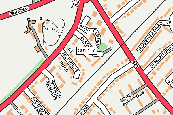 GU1 1TY map - OS OpenMap – Local (Ordnance Survey)