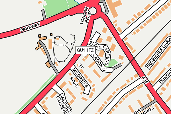 GU1 1TZ map - OS OpenMap – Local (Ordnance Survey)