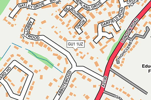 GU1 1UZ map - OS OpenMap – Local (Ordnance Survey)