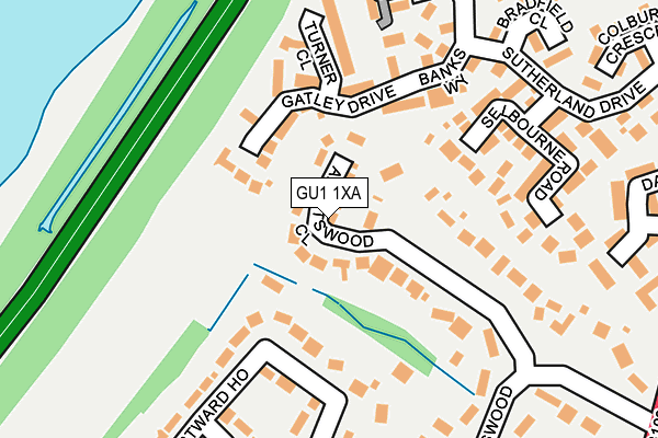GU1 1XA map - OS OpenMap – Local (Ordnance Survey)