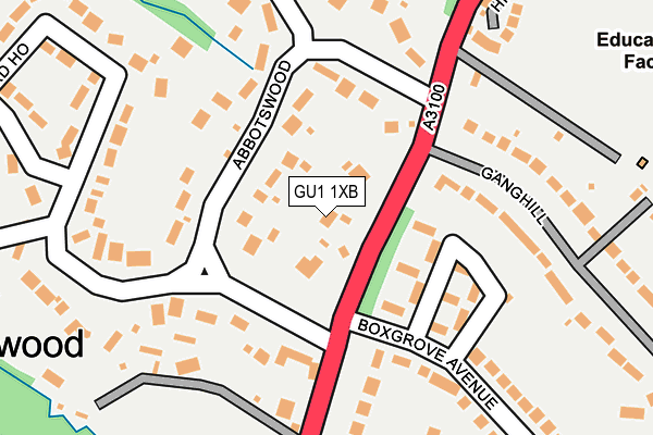 GU1 1XB map - OS OpenMap – Local (Ordnance Survey)