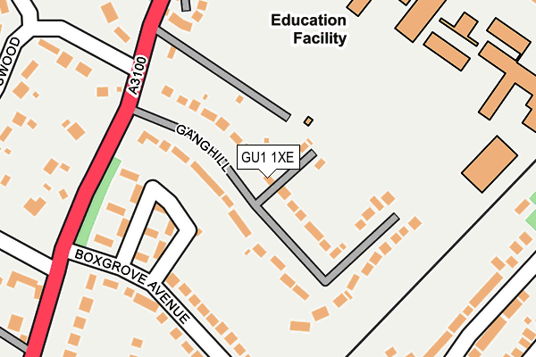 GU1 1XE map - OS OpenMap – Local (Ordnance Survey)