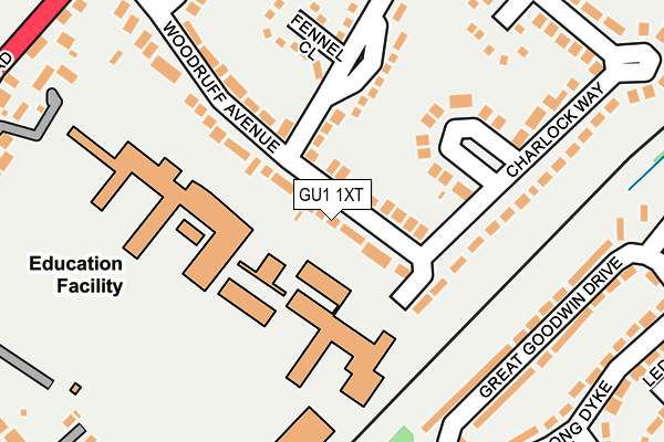 GU1 1XT map - OS OpenMap – Local (Ordnance Survey)