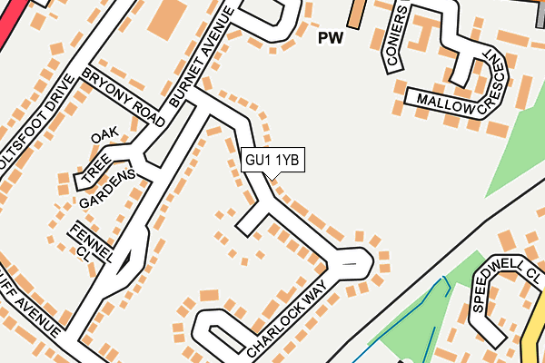 GU1 1YB map - OS OpenMap – Local (Ordnance Survey)