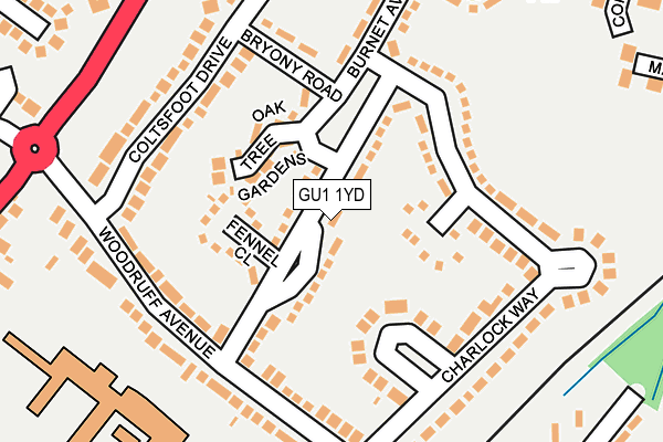 GU1 1YD map - OS OpenMap – Local (Ordnance Survey)