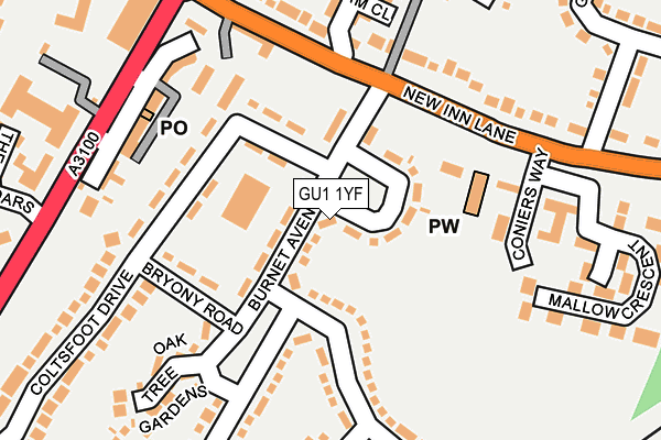 GU1 1YF map - OS OpenMap – Local (Ordnance Survey)