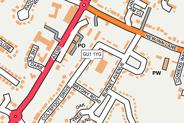 GU1 1YG map - OS OpenMap – Local (Ordnance Survey)