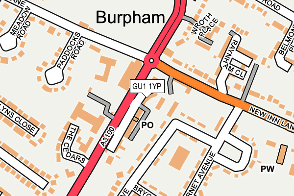 GU1 1YP map - OS OpenMap – Local (Ordnance Survey)