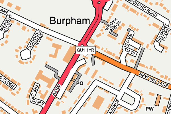 GU1 1YR map - OS OpenMap – Local (Ordnance Survey)