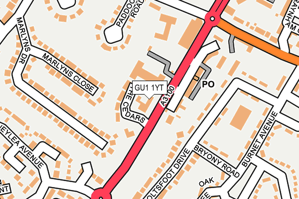 GU1 1YT map - OS OpenMap – Local (Ordnance Survey)