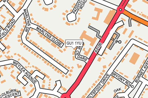 GU1 1YU map - OS OpenMap – Local (Ordnance Survey)