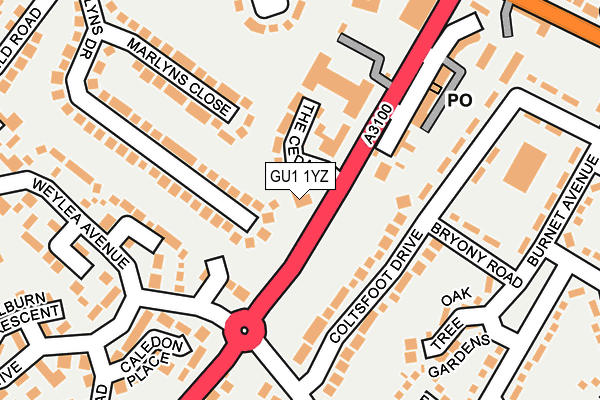 GU1 1YZ map - OS OpenMap – Local (Ordnance Survey)