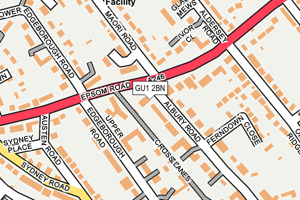 GU1 2BN map - OS OpenMap – Local (Ordnance Survey)