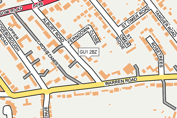 GU1 2BZ map - OS OpenMap – Local (Ordnance Survey)